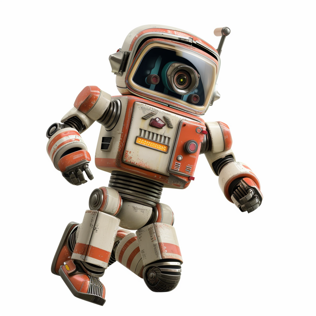 Inteliagentes: Foto realista robot flotando en el espacio en blanco.
